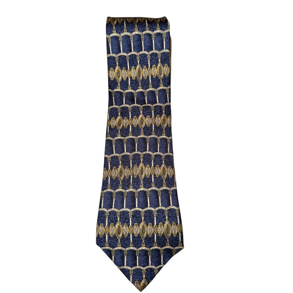 The Metropolitan Museum of Art Men's Necktie Blue‎ Gold Columns Patternn A20Q